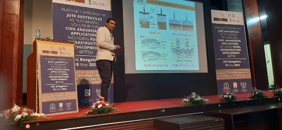 Glimpses of National Conference on ‘Jute Geotextiles as Sustainable Solution in Civil Engineering Applications including Rural Infrastructure Development', held on 18th May 2023 at Sathish Dhawan Auditorium, IISc Bangalore Glimpses of National Conference on ‘Jute Geotextiles as Sustainable Solution in Civil Engineering Applications including Rural Infrastructure Development', held on 18th May 2023 at Sathish Dhawan Auditorium, IISc Bangalore